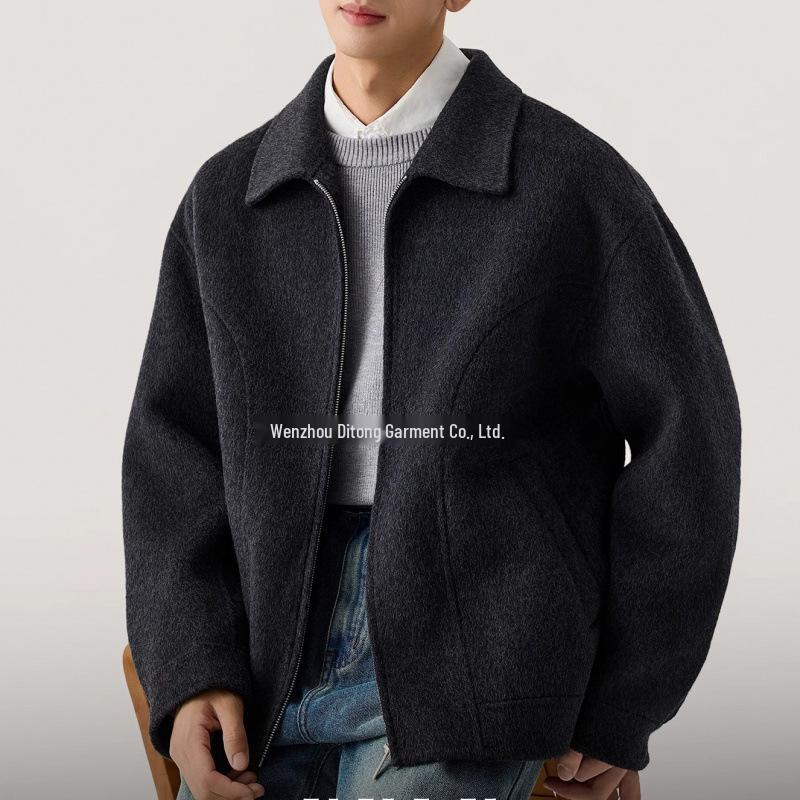 Italian Vintage Style Men's Double-Faced Wool Lapel Coat