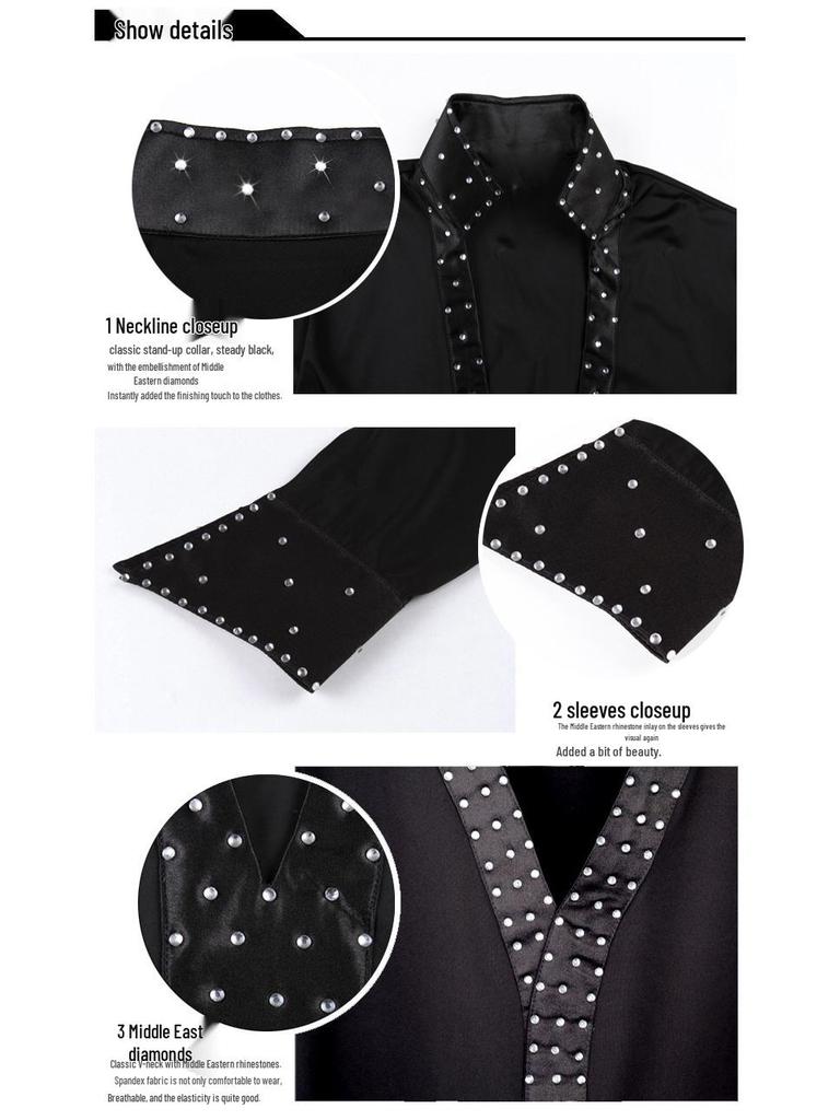 XISAA Pánské tričko s dlouhým rukávem na latinskoamerické tance