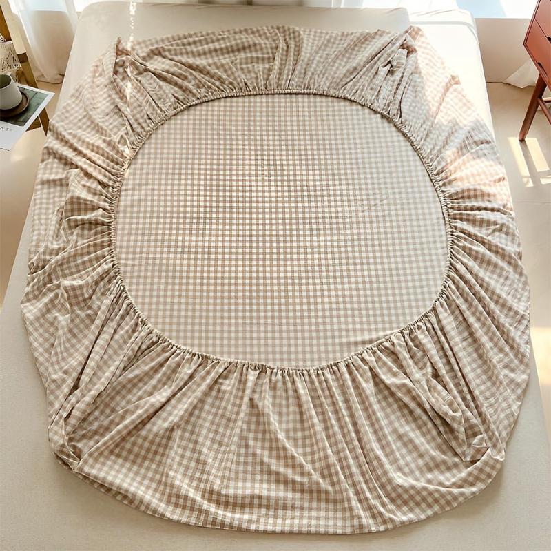 1/3PCS 1500 Supreme Bedding Sets Taupe Plaid Bed Cover Cotton Bed Sheet Mattress Protective Cover Boys and Girls Toddler Sheet Sets