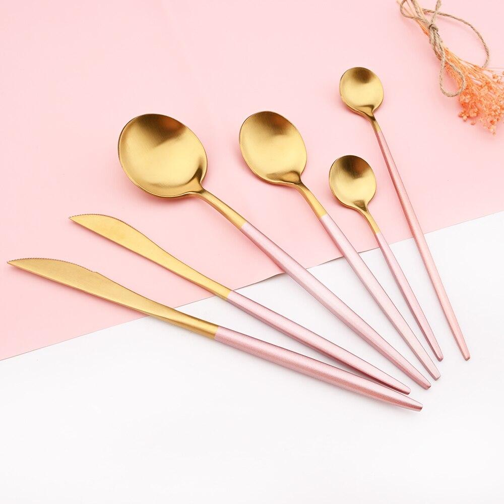 Dinnerware Set Gold Cutlery Set Dessert Fork Teaspoon 18/10 Stainless Steel Dinner Fork Spoon Knife Chopsticks Set Silverware