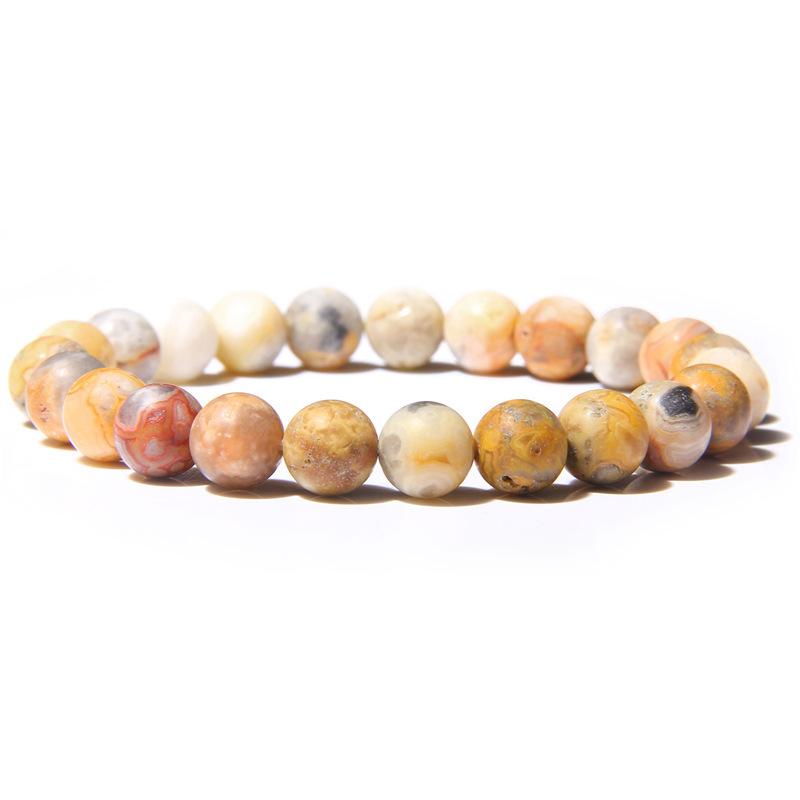 8Mm Natural Stone Bead Bracelet Men's Turquoise Elastic Bracelet.