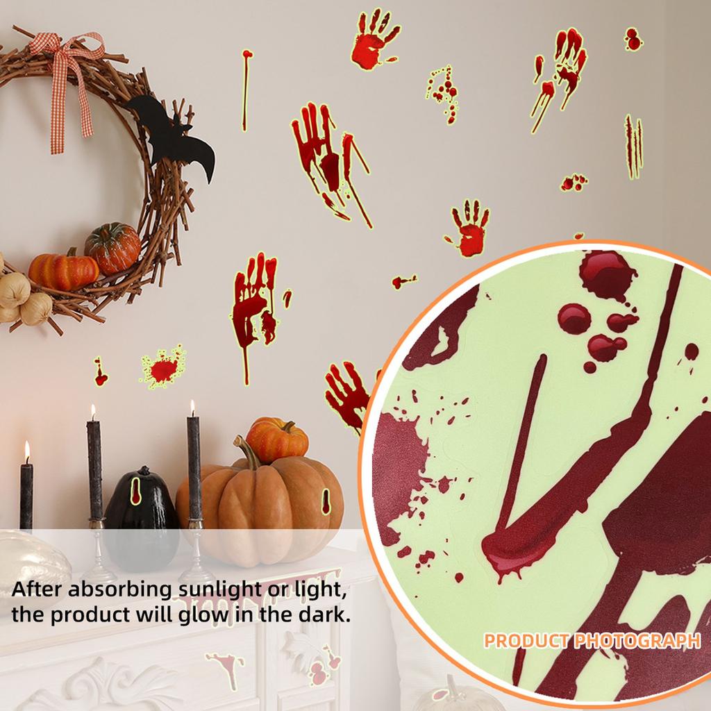 Halloween Decals Luminous Halloween Stickers Removable Wall Decals Luminous Window Stickers Suitable For Horror Halloween Theme Party Decorations