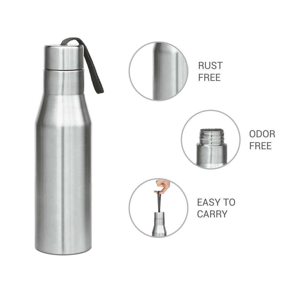 Super 1000 Stainless Steel Water Bottle 1000ml | Single Wall | Leak-Proof Lid, Rust-Free BPA-Free | For School, Office, Gym, Travel | Silver