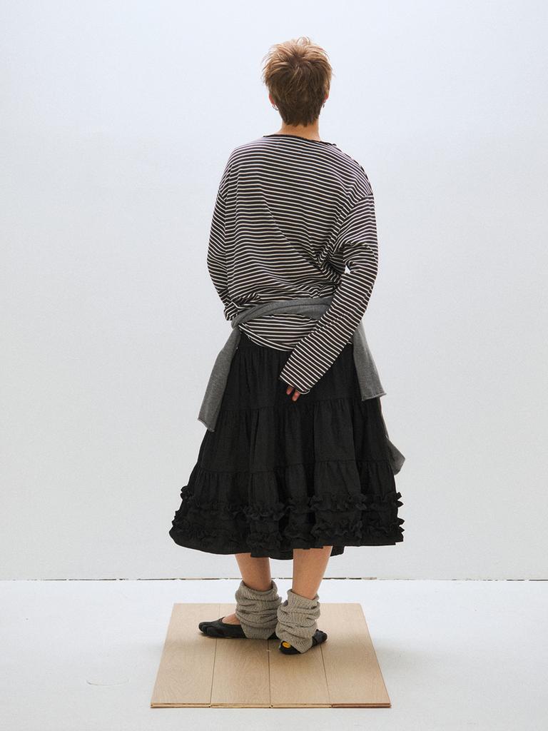 Peullijeupeulojegteu Loose Stripe Long Sleeve, Charcoal
