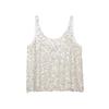 Foreign Trade Wholesale European and American Style French Women's Fashion Versatile Bead Decoration Wide Shoulder Strap Suspender Top 2500800