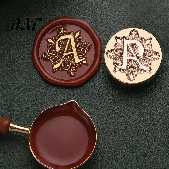 Wax Seal Stamp Head Iris A-Z Initial Alphabet Head, Brass Engraved Stationery Sealing for Wedding Invitations Envelopes Journal Gift Packaging