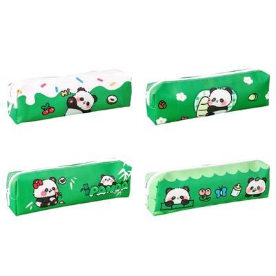 Cartoon Panda Pencil Case Zippered PU Pen Pouches Portable Pen Organizers Storage Bag Travel Cosmetics Bag for Student