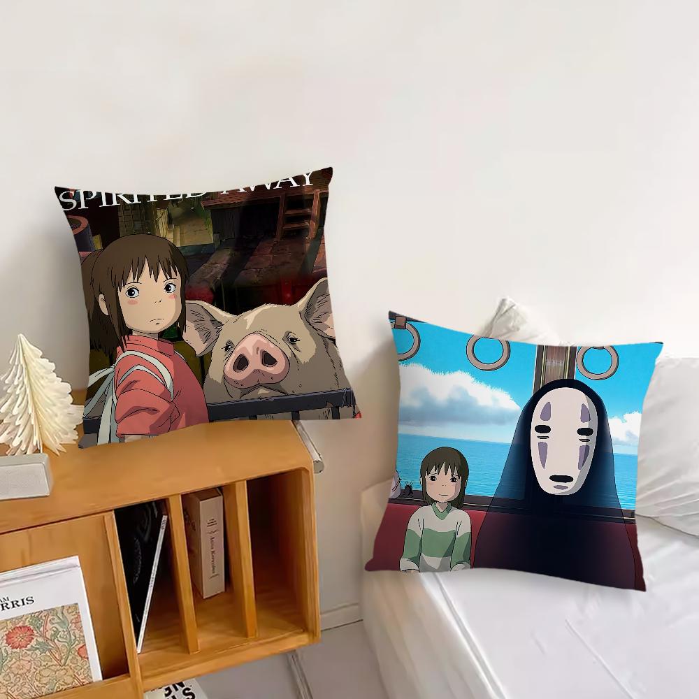 Anime S-Spirited A-Away Kissenbezug Wohnzimmer Akzent Sofa Rückenstütze Quadratisch Lounge Entspannender Nickerchen Begleiter Kissenhülle