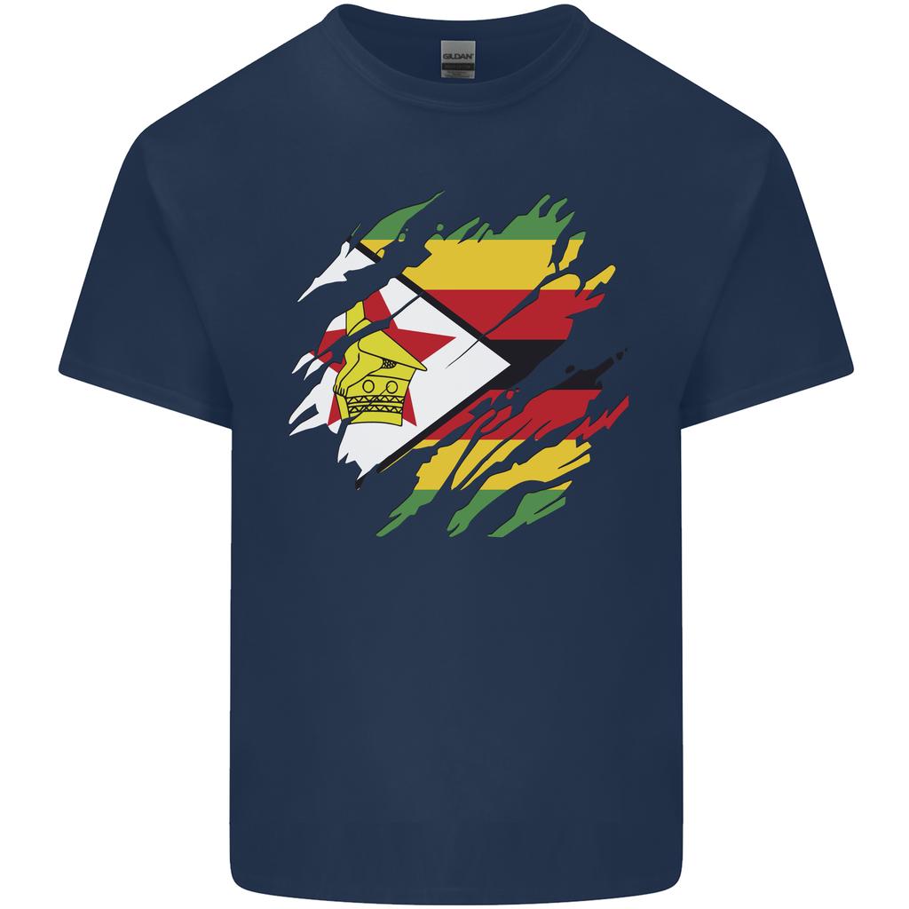 Torn Zimbabwe Flag Zimbabwean Day Football Unisexs Light Cotton TShirt