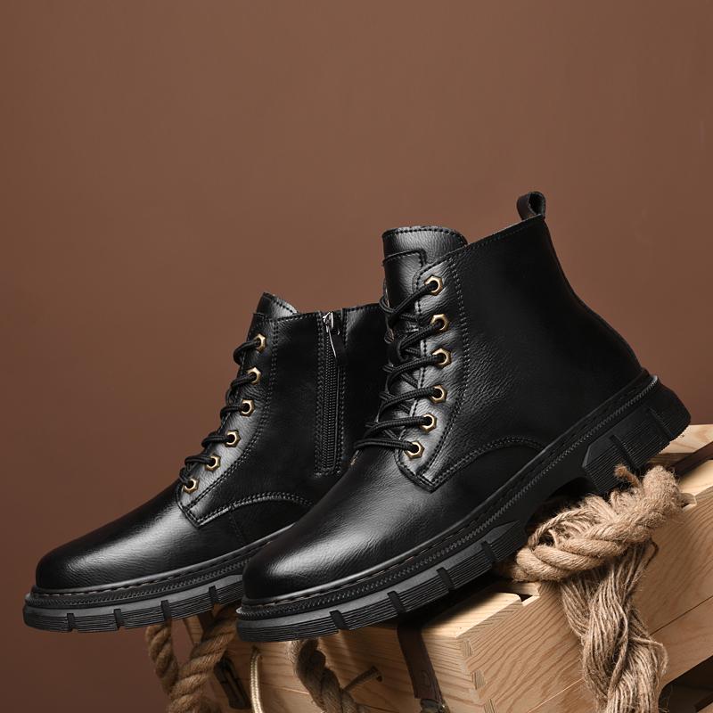 Men's Boots Retro-style Leather Boots Thick-soled Durable 2025 Men's High-top Casual Shoes Lace-up Men's Leather Boot Zapatos