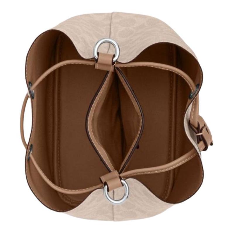Coach Rowan 22 Bucket Bag Signature Canvas Women Drawstring Handbag With Detachable Pouch Shoulder Crossbody Fashion Gift CBH07-SVPWH