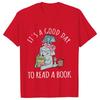 Its A Good Day To Read  T-shirts Women Book Lover Teacher Tshirts Elephant Cartoon Women's Clothing Vintage Women T-Shirts Tops