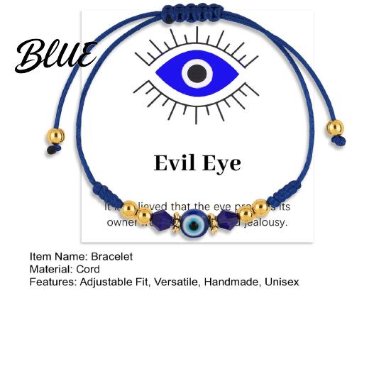 Evil Eye Bracelet String Adjustable Braided Rope Good Luck Amulet