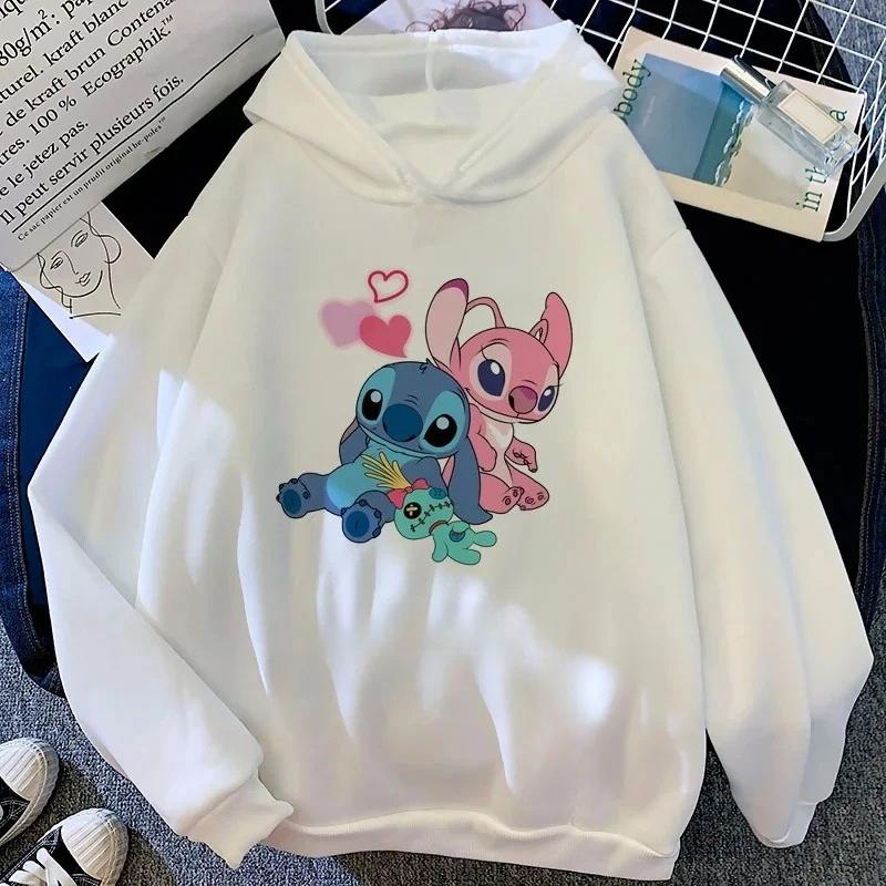 Stitch Angel Cartoon Print Children’s Hooded Sweatshirt Boy Girl Autumn Winter Daily Outdoor Casual Loose Warm Sportswear