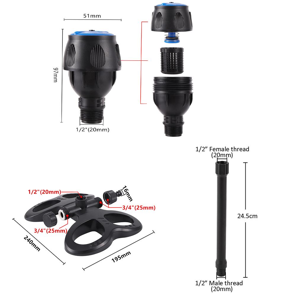 Rotierende Sprinklerdüse mit Basis Erweiterte Unterstützung Rotierende Düse Pflanzen Blumen Bewässerung Haus Gartengerät Bewässerungsset Werkzeug