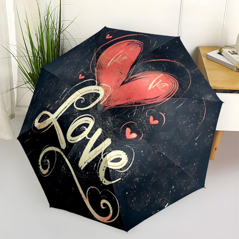 1pc Love Heart Automatic Open/Close Umbrella Compact Folding Umbrella, All-Season Portable Umbrella for Women/Men260