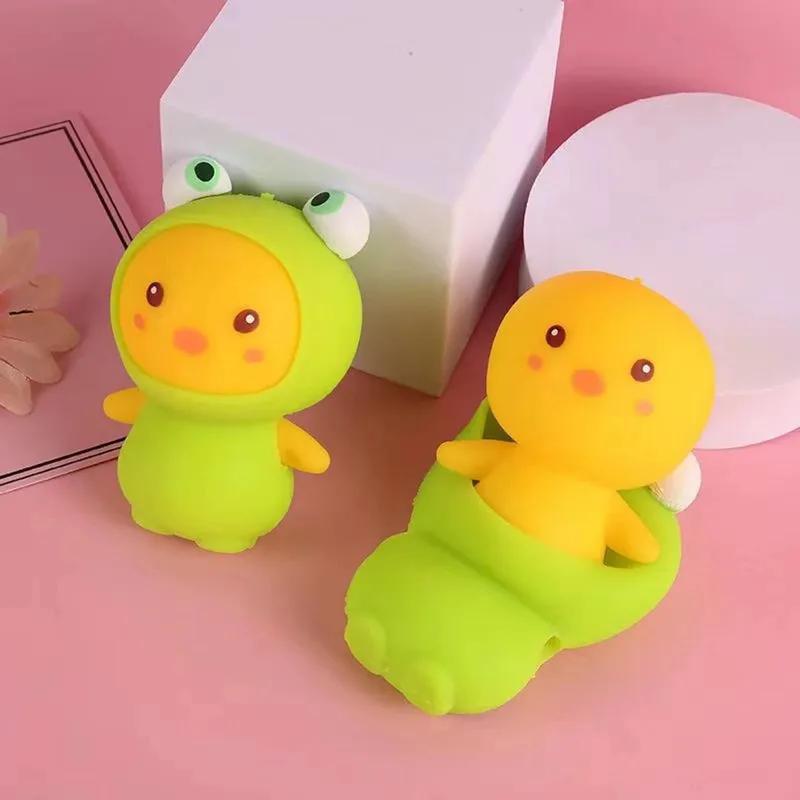 1 pc Cute Cartoon Animal Chick Squishy Stress Ball, Soft Stretch Fidget Squeeze Toy Anxiety Relief Sensory Toys for Kids Adults