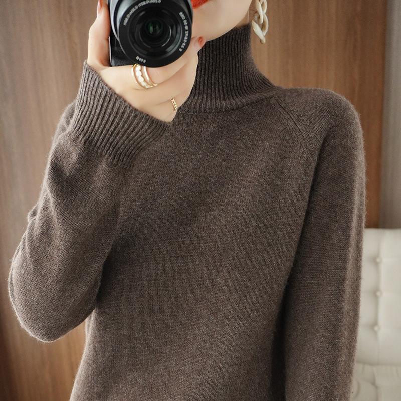 New Autumn and Winter Korean Style Women's Half Turtleneck Long-sleeved Sweater Women's Pullover Bottoming Solid Color Sweater
