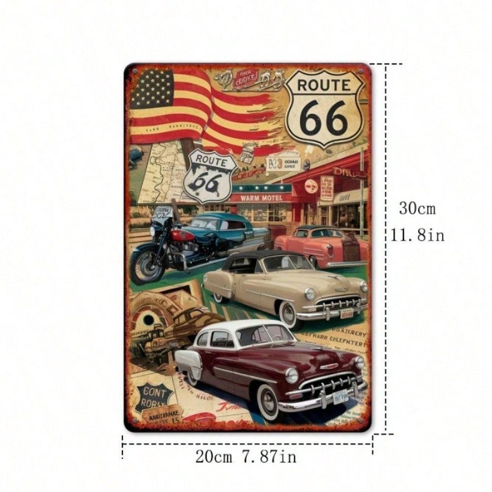 Vintage Route 66 Metal Tin Sign Retro American Road Trip Wall Decor Garage Bar Cafe Plaque Iron Art
