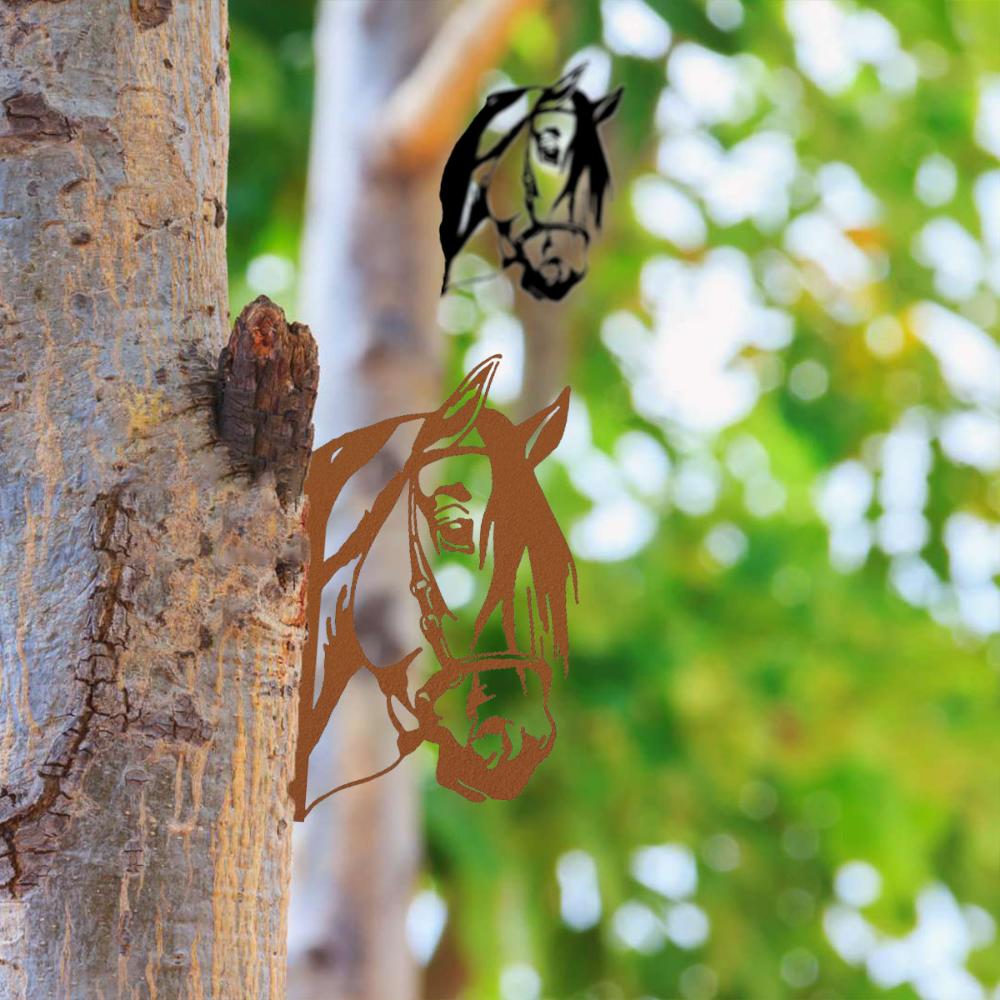 Charmantes 1-teiliges Gartenzaun-Ornament in Pferdeform aus Eisen. Verleihen Sie Ihrem Außenbereich einen Hauch von Eleganz und Charme.