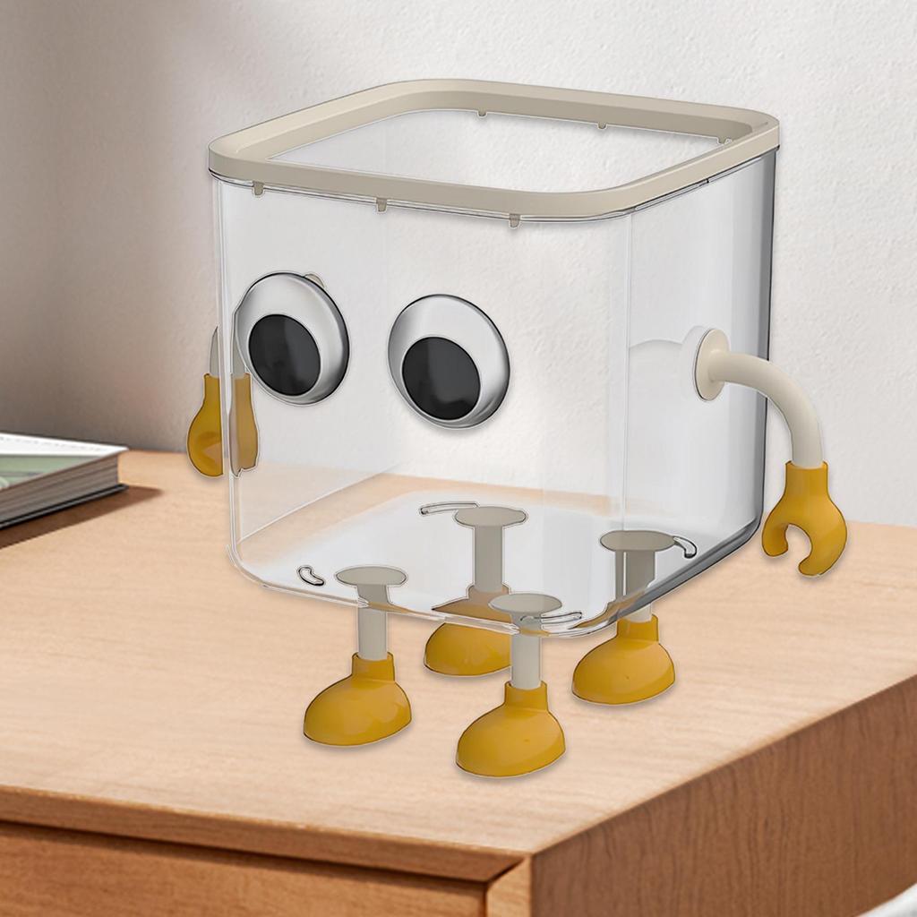 Desktop Trash Can with Lid Garbage Waste Bin Organizer Bedroom Office Desk Storage Box Transparent Durable Plastic Home Supplies