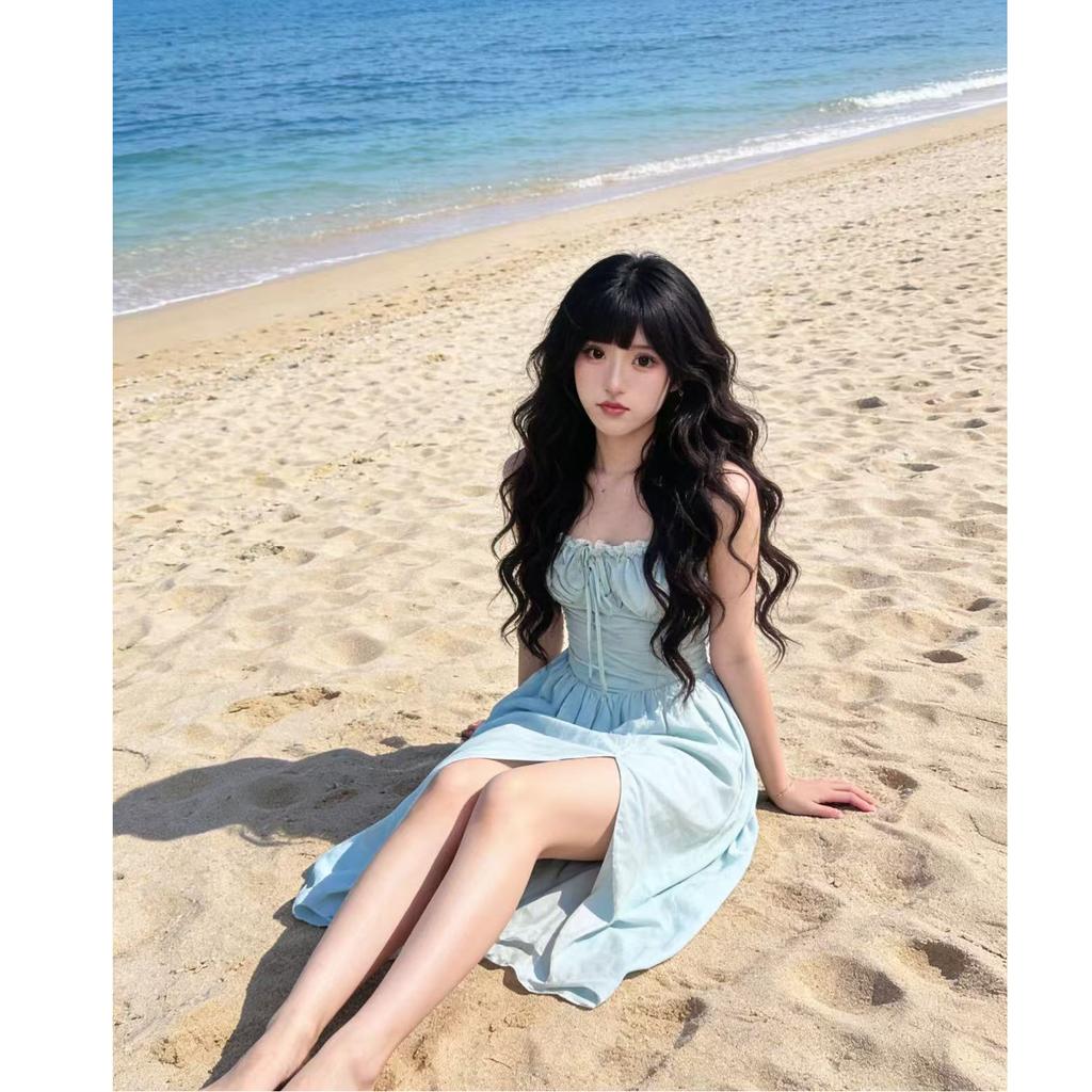 Gentle Style, Sexy Temperament, Slit Long Dress, Seaside Vacation Style, Backless Spaghetti Strap Dress for Women, Summer