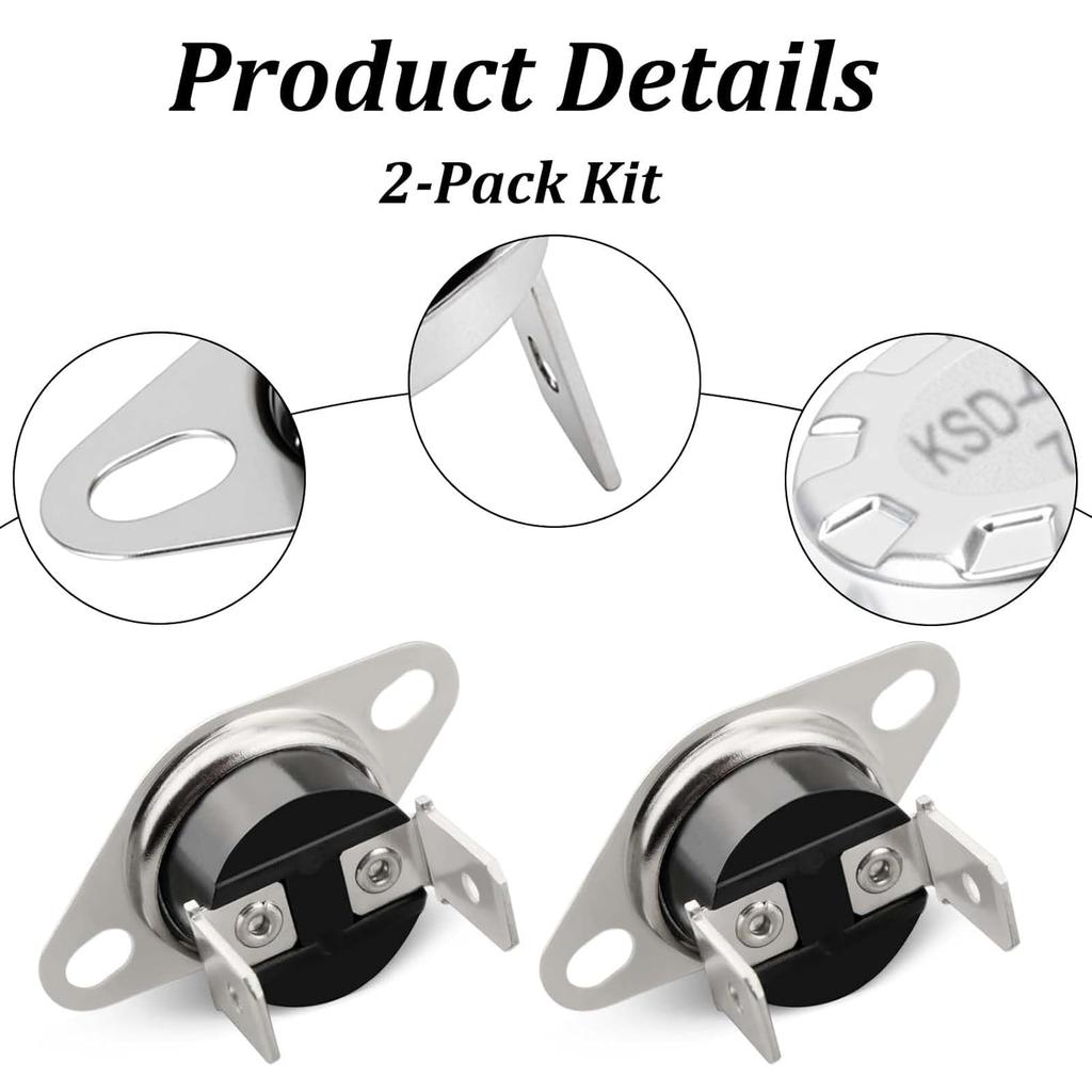 for KSD-40LC 70 Thermostat Thermal Fuse Switch for GE Microwave Oven, Normally Closed