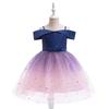 Přeshraniční šaty princezny s odhalenými rameny a flitry pro dívky – Kostým s nadývanou tylovou sukní
