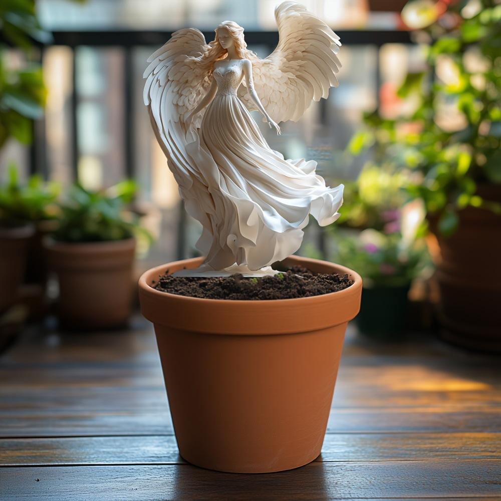 Angel Ornaments, White Flower Fairies, Garden Decorations, Home and Courtyard Floor Decorations, Potted Plant Beautification Props