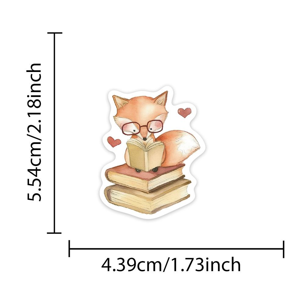 50PCS Waterproof Cartoon Animal Reading Stickers for Kids - Graffiti Decals for Laptops Motorcycles Stationery Toy Decoration