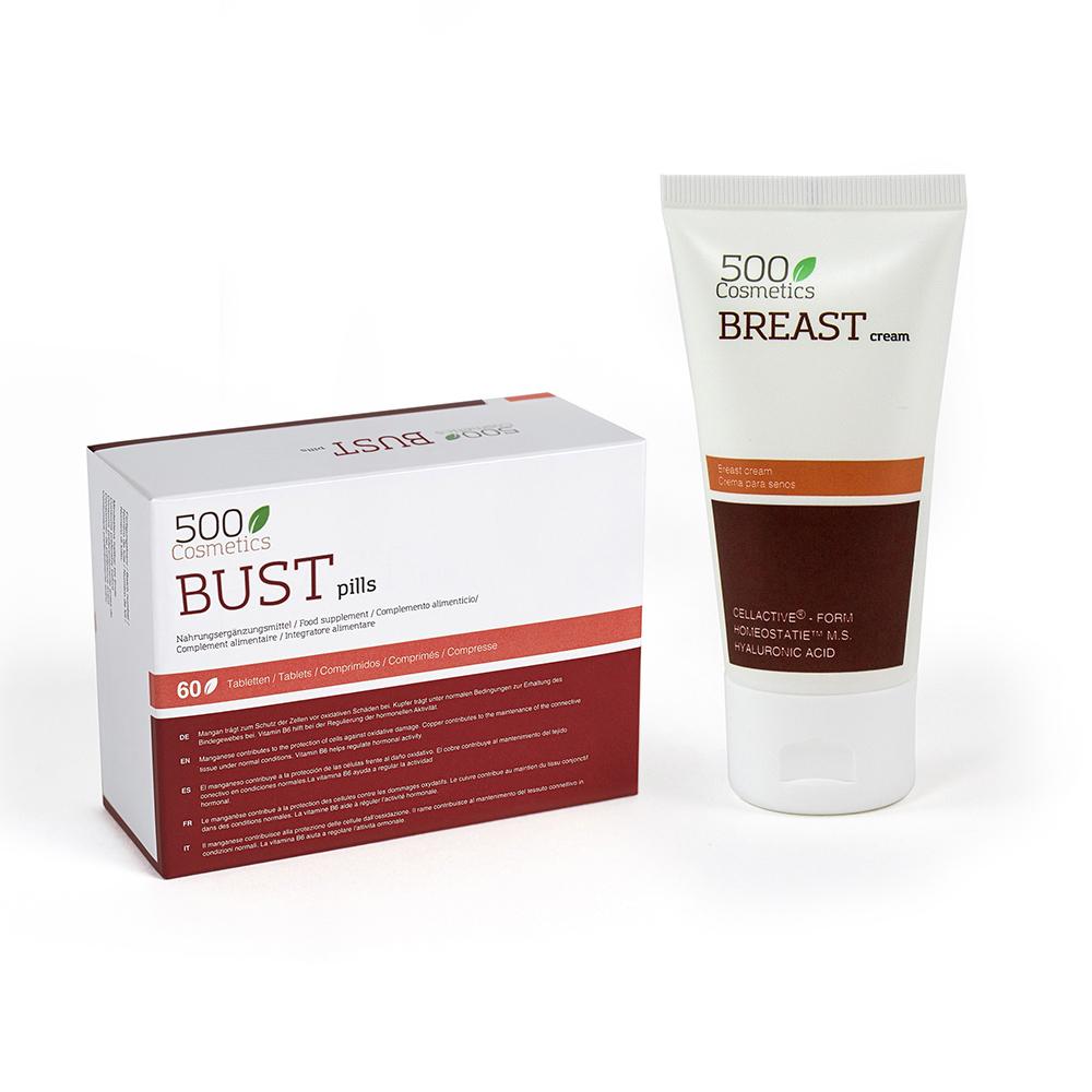 Packs 500Cosmetics Breast: Pills + Cream To Increase and Firm the Female Breast - 100% Natural Ingredients