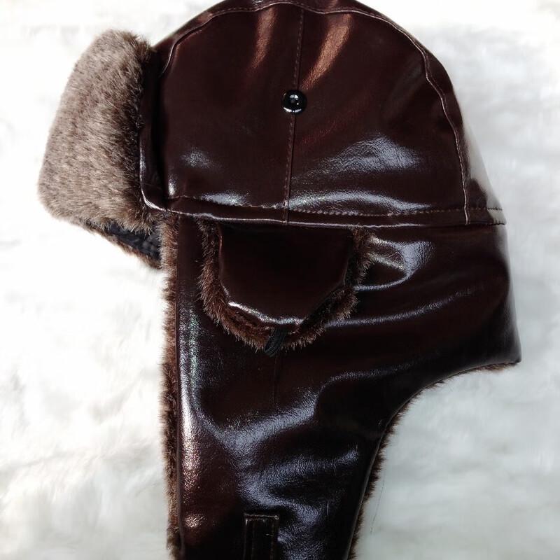 

Men s Winter Warm PU Leather Lei Feng Hat