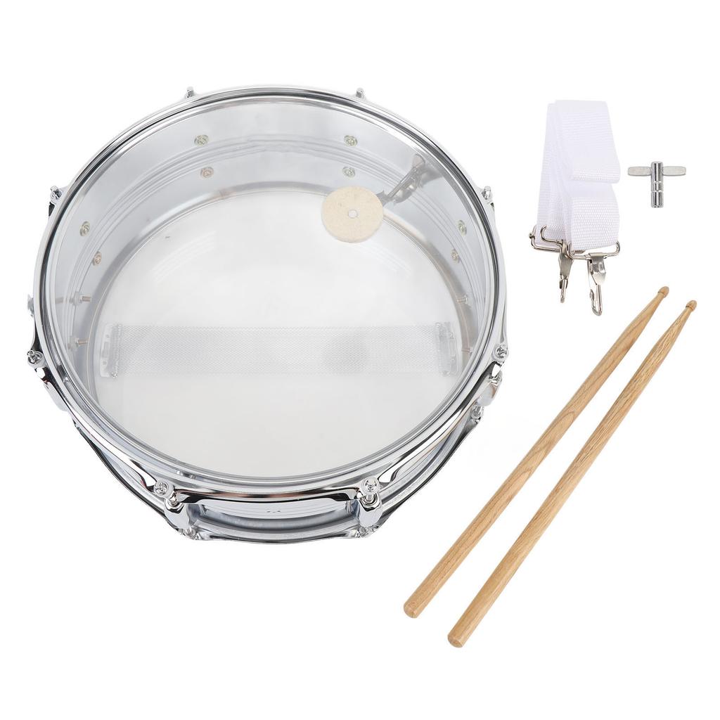 Snare Drum 14,6 x 6 Zoll Transparenter Schultergurt Übungs-Snare Drum für Anfänger für Auftritte