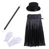 4Pcs Kids Magician Costume Complete Set: Cape, Top Hat, Magic Wand & Gloves for Halloween Role Play & Dress Up Party