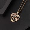 Colorful Zircon Hollow Heart Shape Tree of Life Pendant Necklace with Tassel Design Women's Jewelry