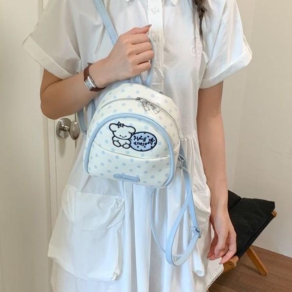 Schoolbag Korean Polka Dot Cartoon Angel Kitten Backpack Female Niche Design Exquisite Sweet Cute Versatile Portable Backpack