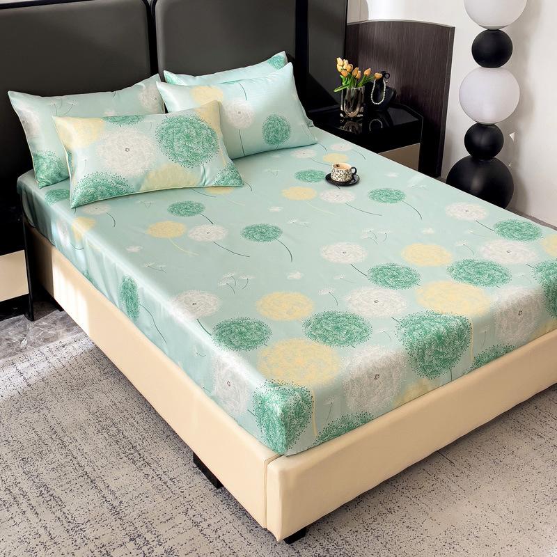 Saltea nouă imprimată din mătase de gheață, covoraș din mătase de gheață, husă protectoare de saltea antiderapantă, covoraș moale pentru aer condiționat de vară, saltea