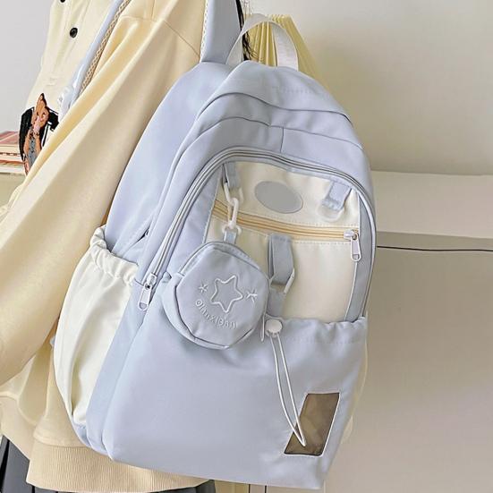 Jenter Ryggsekk Skoleryggsekk med Campus ID-vindu Snøring Frontlomme Skolesekk med Avtakbar Mini-pung for Reise Gate Høyskole