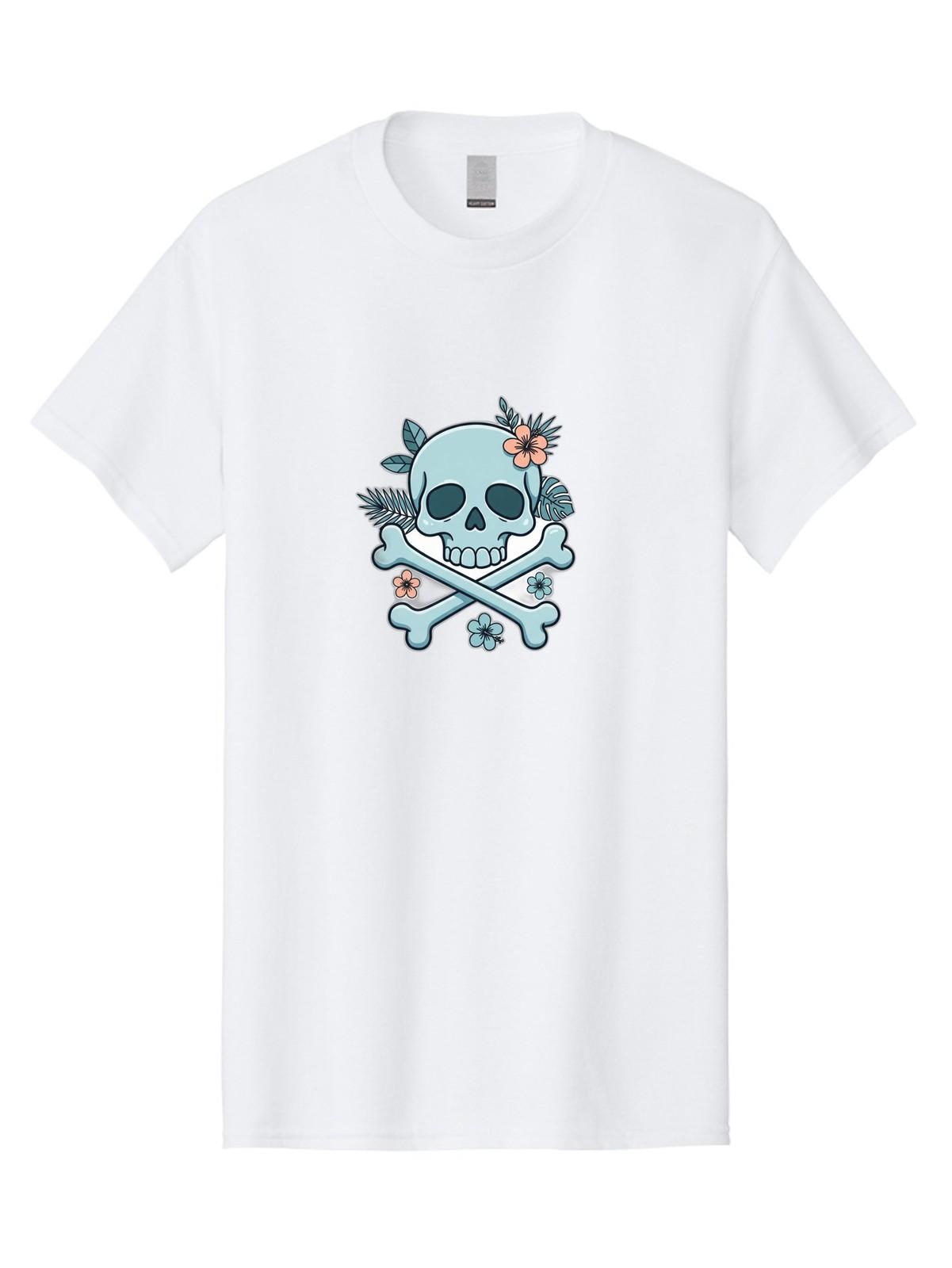 Floral-Skull Mens Graphic Tee, 100% Cotton, Casual Summer Wear S разноцветный