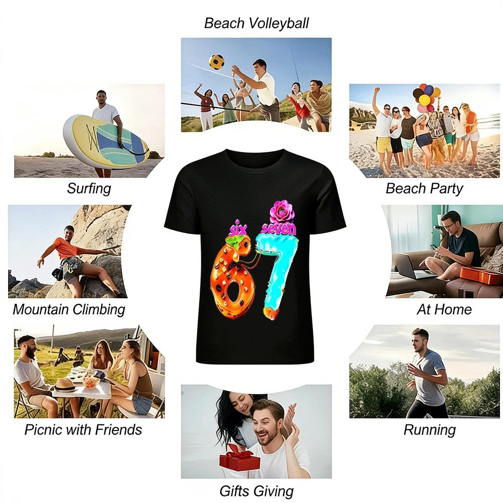Food Print Number 67 Casual Top For Adults And Teens Pure Cotton T-shirt