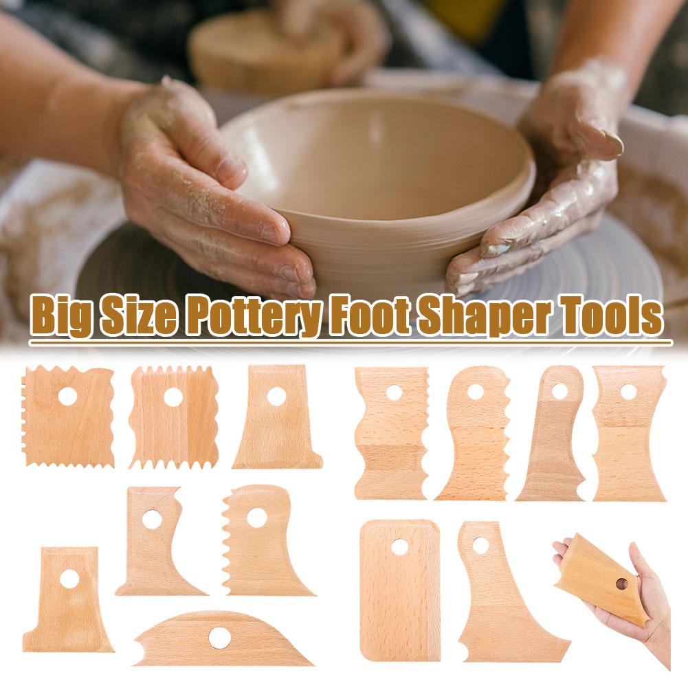 7 PCS Pottery Trimming Tools Pottery Clay Foot Shaper Tools Wooden Texture Profile Rib Bundle Foot Shaper