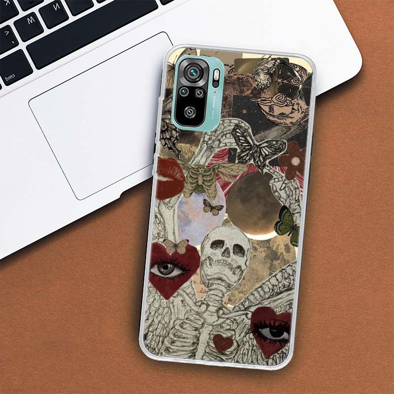 Retro Skull Butterfly Phone Case For Xiaomi Redmi 12 12C 10 10C 10A 9T 9C 9A 9 8 8A 7 7A 6 6A K20 K30 K40 Pro S2 Fundas Cover
