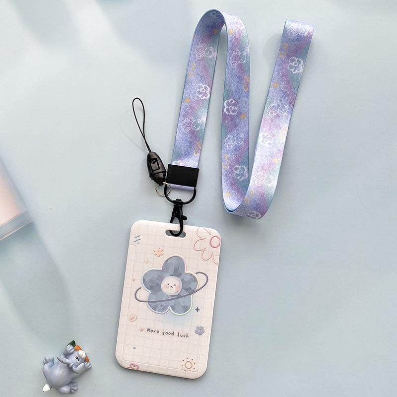 Estuche deslizante de dibujos animados Kawaii, etiqueta de identificación, funda para permiso de trabajo, funda con estampado de oso y conejo, soporte para tarjeta con nombre de permiso de trabajo