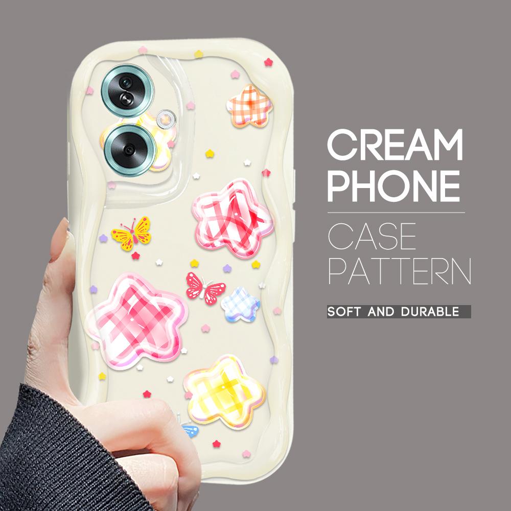 Cute Cartoon Pattern Cream Texture Casing Wavy Edge Soft Silicone Cover Phone Case for OPPO Reno Realme