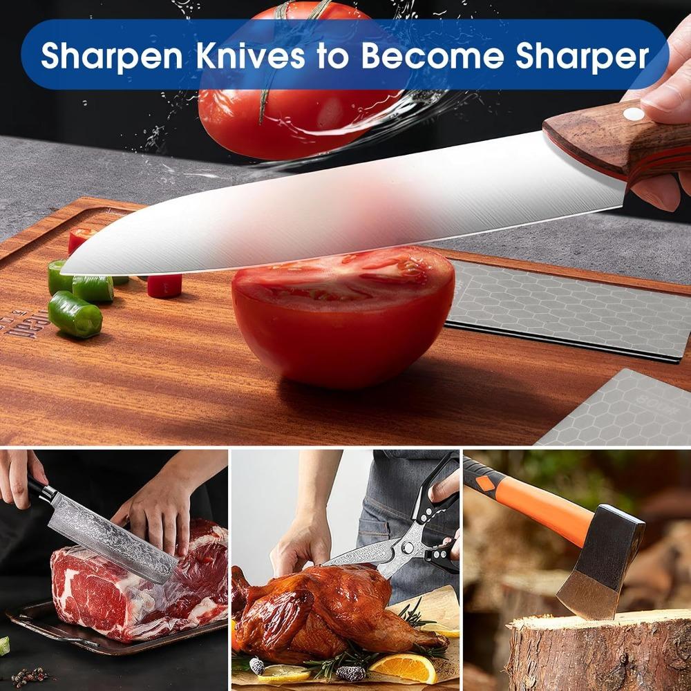 Grit Knife Sharpening Stone with Honeycomb Surface Plate Nonslip Base for Knives Scissors Ultrathin Kitchen Whetstone Tools