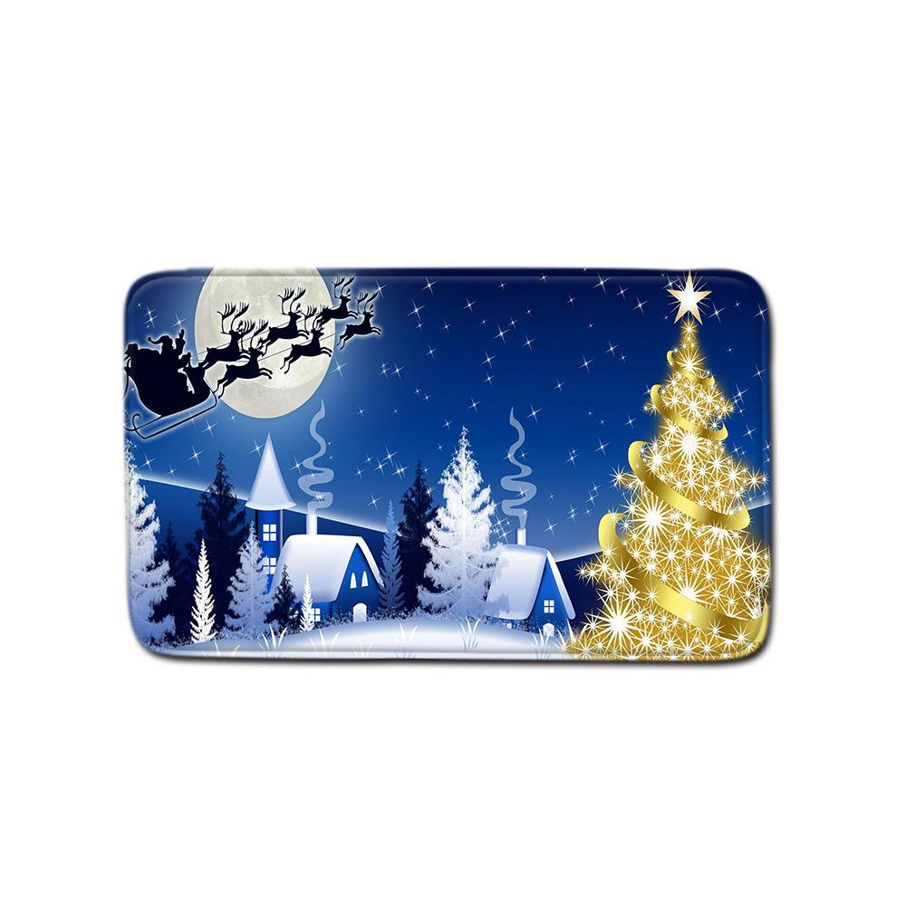 Christmas Four-Piece Shower Curtain Combination Floor Mat Set Bathroom Non-Slip Door Mat Absorbent Carpet