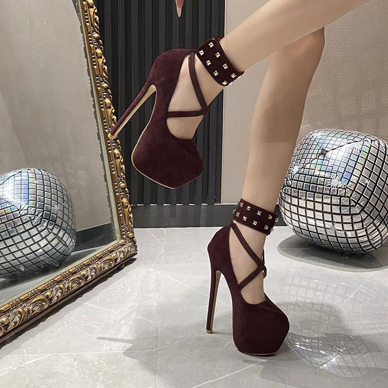 Мода Женская Мода Высокий Каблук Новые Ногти Красная Ива Анкола Высокий Каблук с Платформой Женские Сандалии Сексуальные Туфли для Вечеринки Танца на Пилоне Tacones