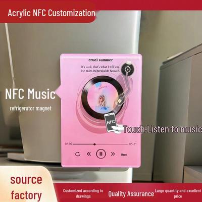 Acrylic Rotating Vinyl Record Keychain with NFC for Music Lovers