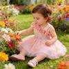 Baby Girl One-Shoulder Sequin Tulle First Birthday Dress