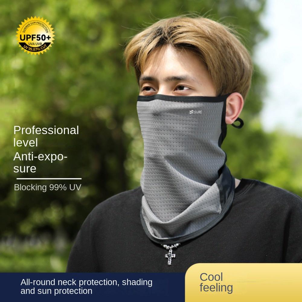 Sunshade Sunscreen Face Cover Solid Color UV Protection Veil Men's Sunscreen Face Mask  Hiking